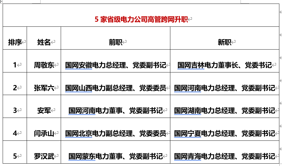 国家电网人事调整，引领变革，迈向未来