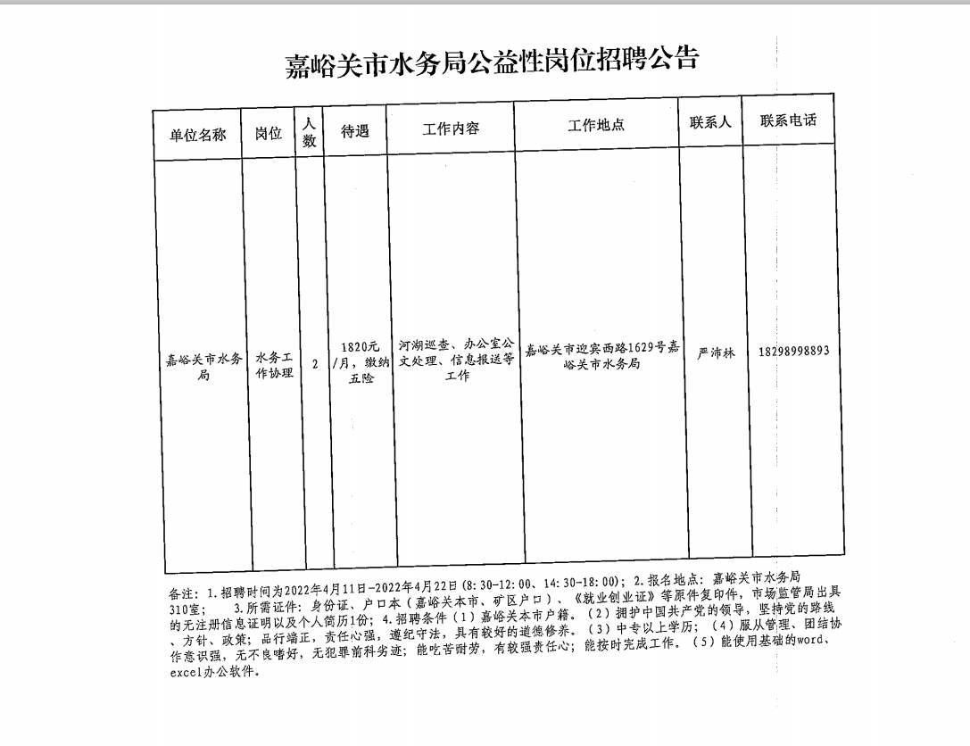 嘉峪关市水利局最新招聘信息与招聘细节深度解析